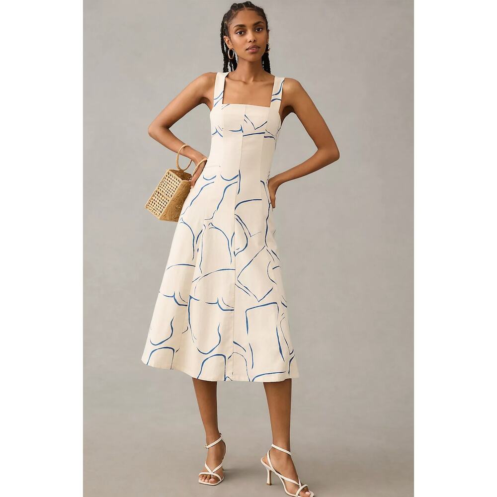 Corey Lynn Calter Printed Square-Neck Midi Dress Size Large
